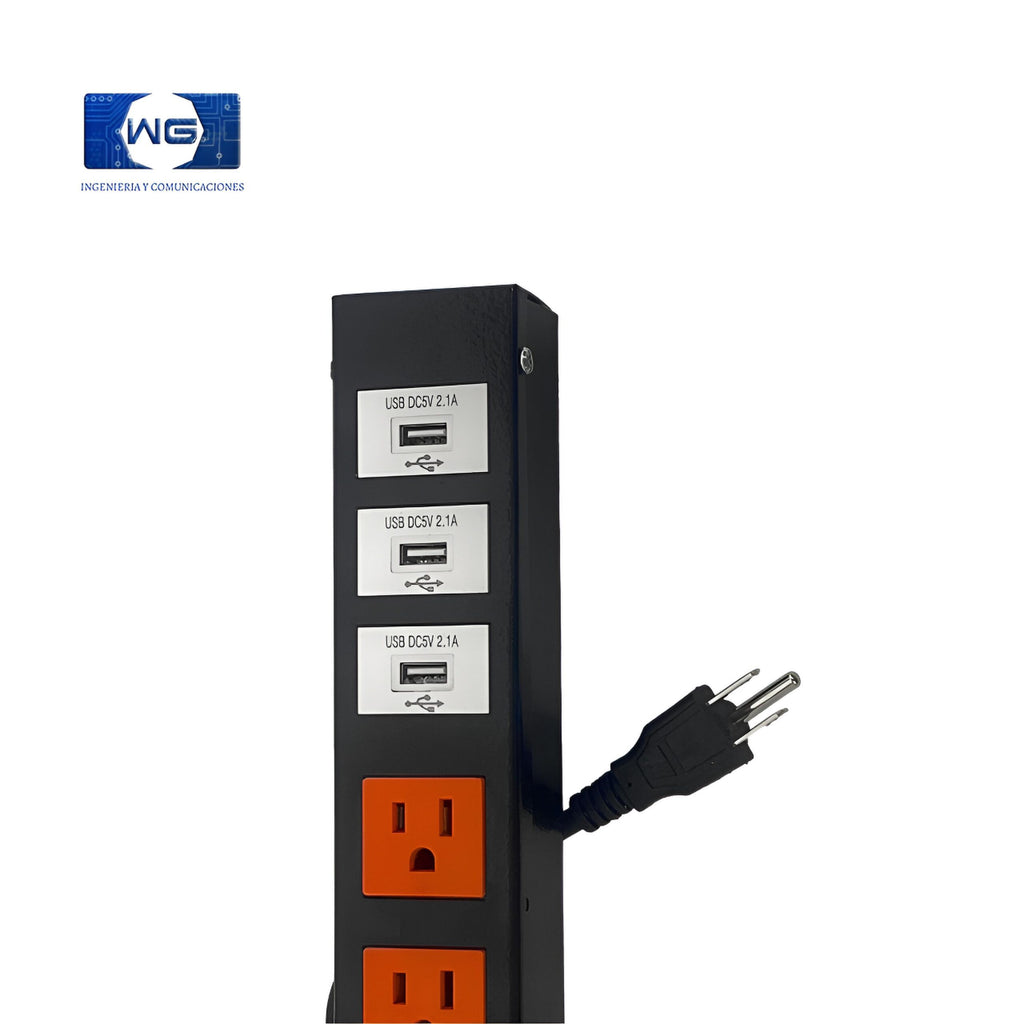 Multitoma para rack 6 serv con 3 ptos USB