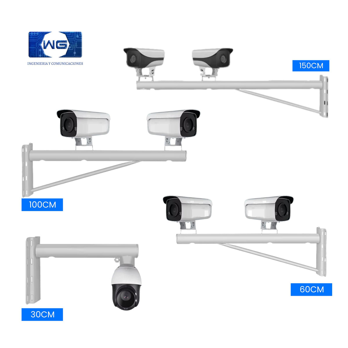 Brazo fijo para dos cámaras de seguridad CCTV