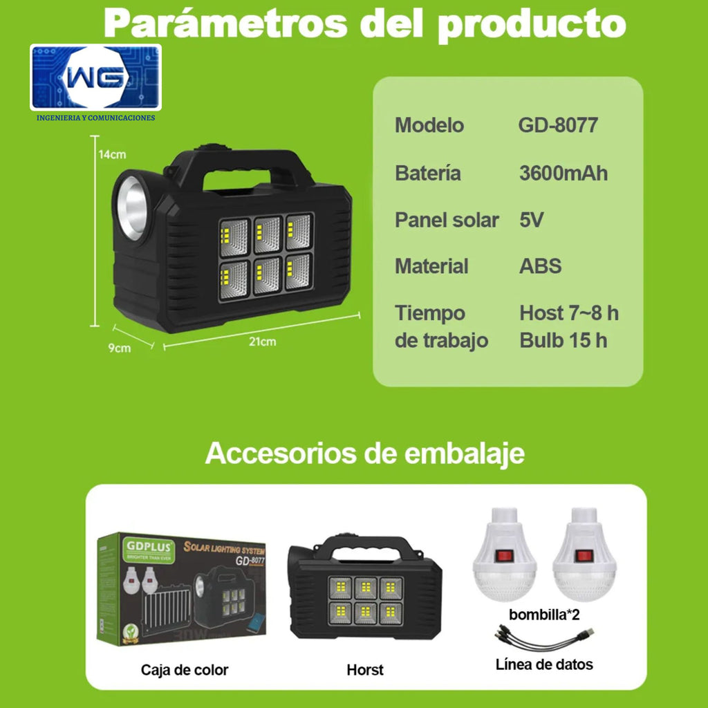 Sistema solar recargable GD- 8077FM
