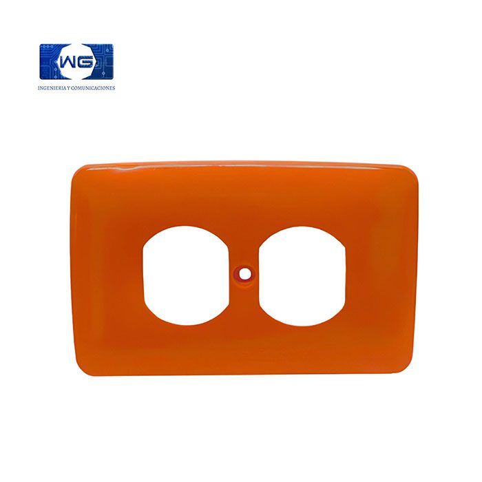 Tapa doble hueco naranja  – PVC