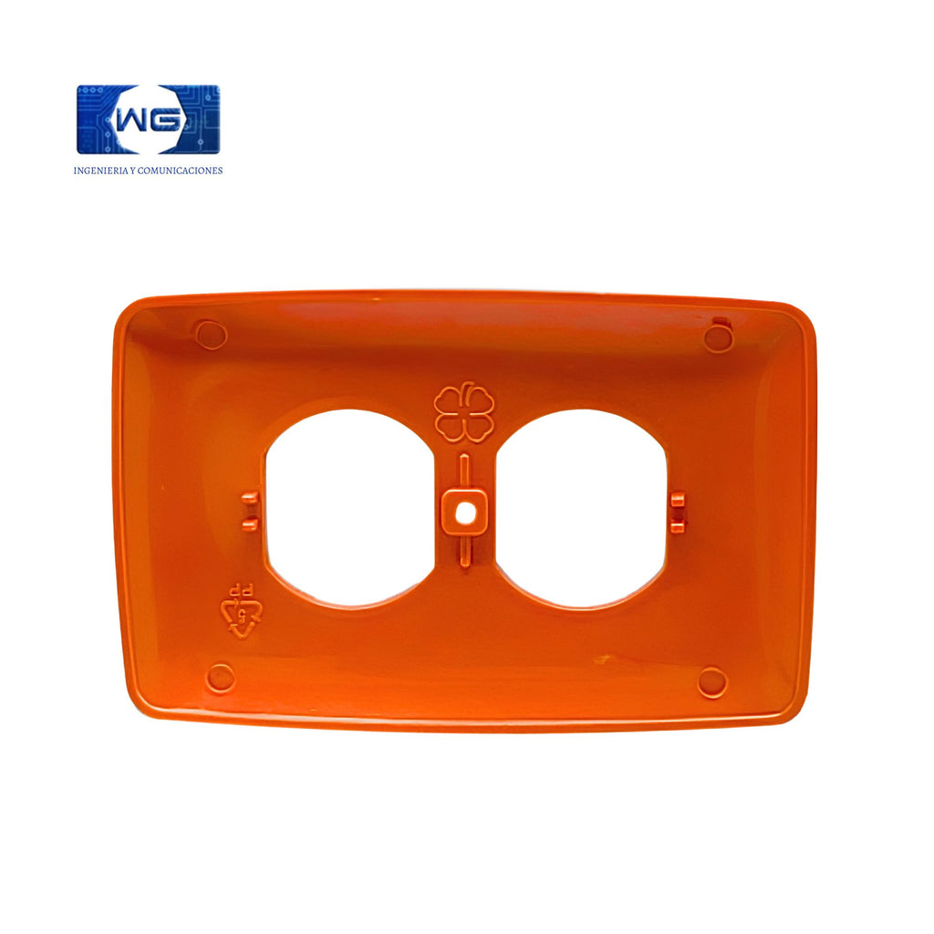 Tapa doble hueco naranja  – PVC