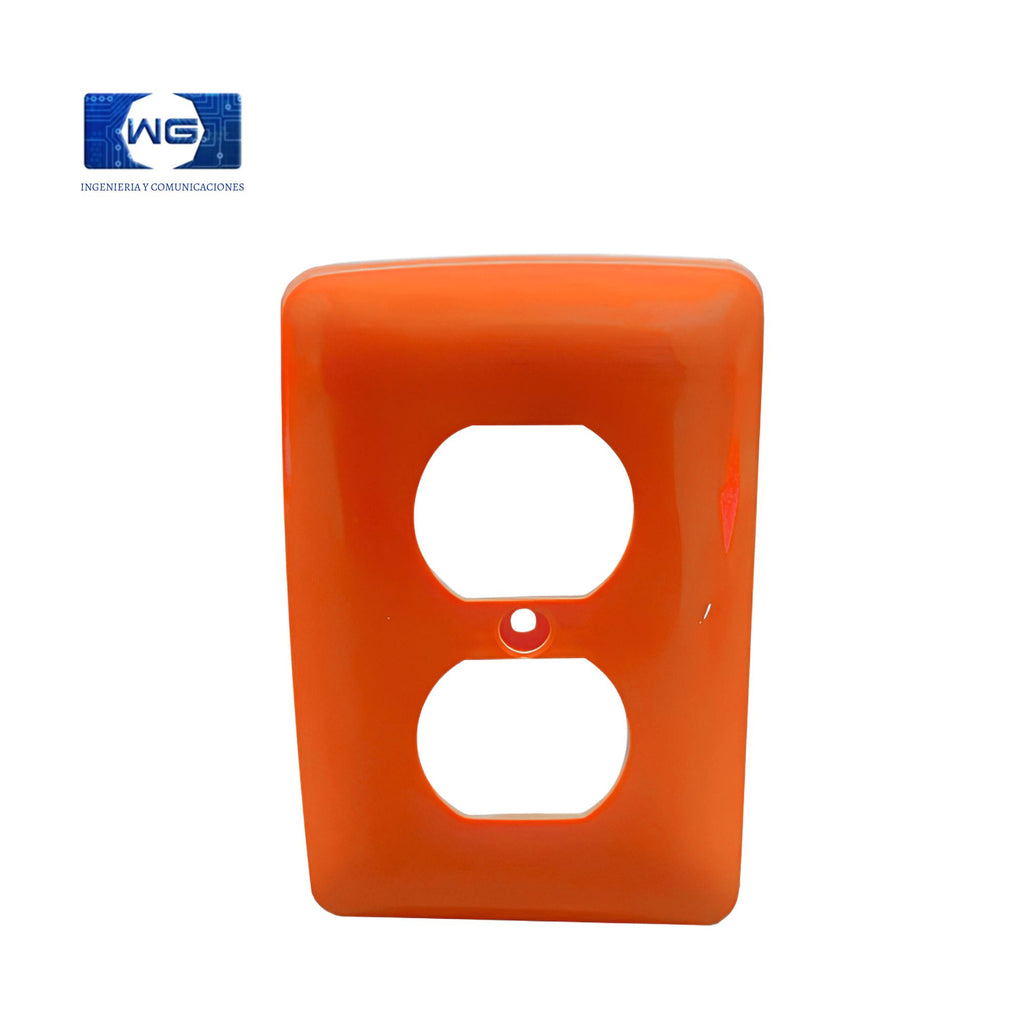 Tapa doble hueco naranja  – PVC