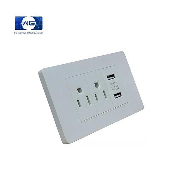 2 Toma + 1 Conector Usb Doble