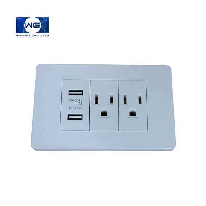 2 Toma + 1 Conector Usb Doble